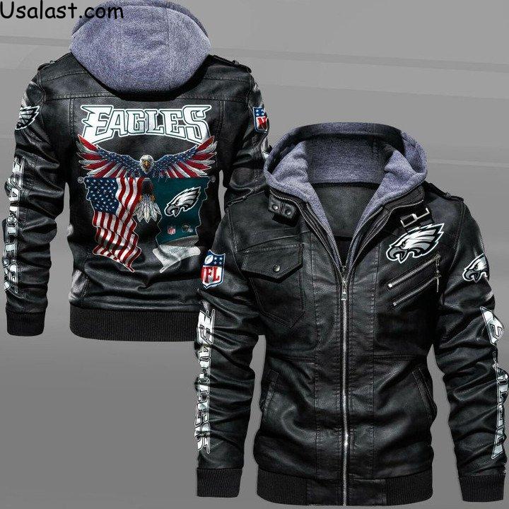 Luxurious Las Vegas Raiders Bald Eagle American Flag Leather Jacket