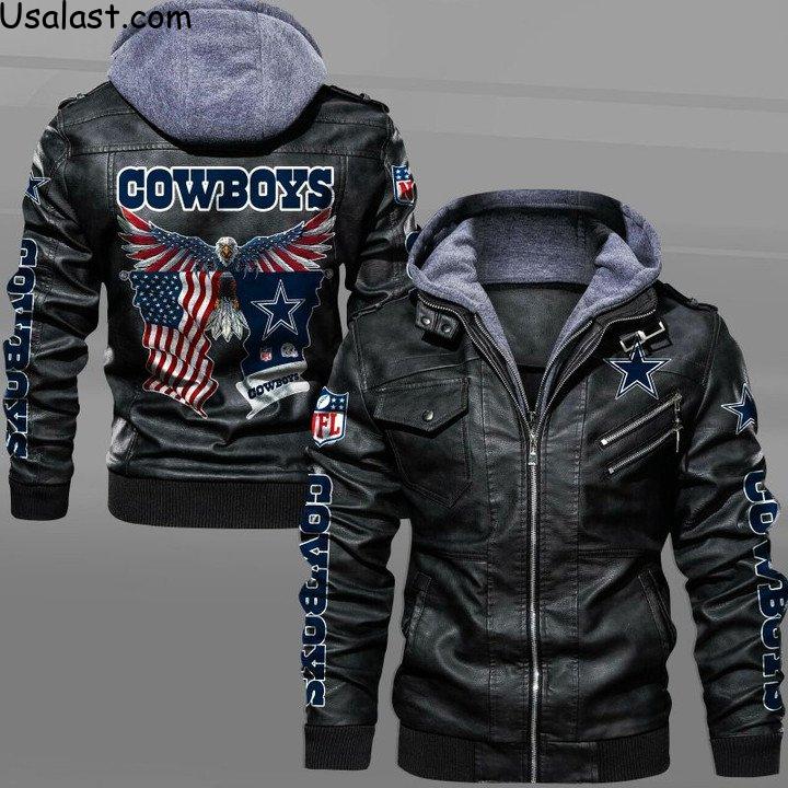 Best Selling Denver Broncos Bald Eagle American Flag Leather Jacket