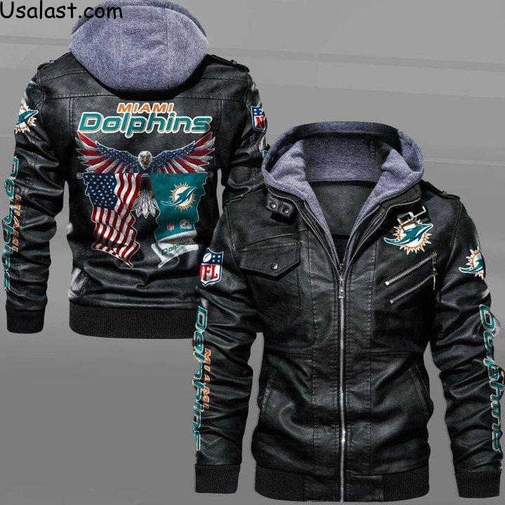 Top Rate Los Angeles Rams Bald Eagle American Flag Leather Jacket