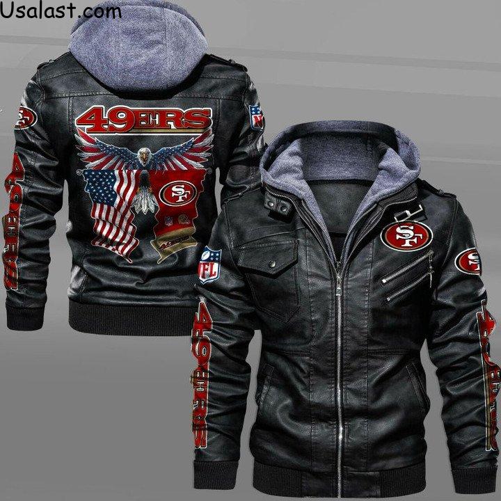 Big Sale San Francisco 49ers Bald Eagle American Flag Leather Jacket
