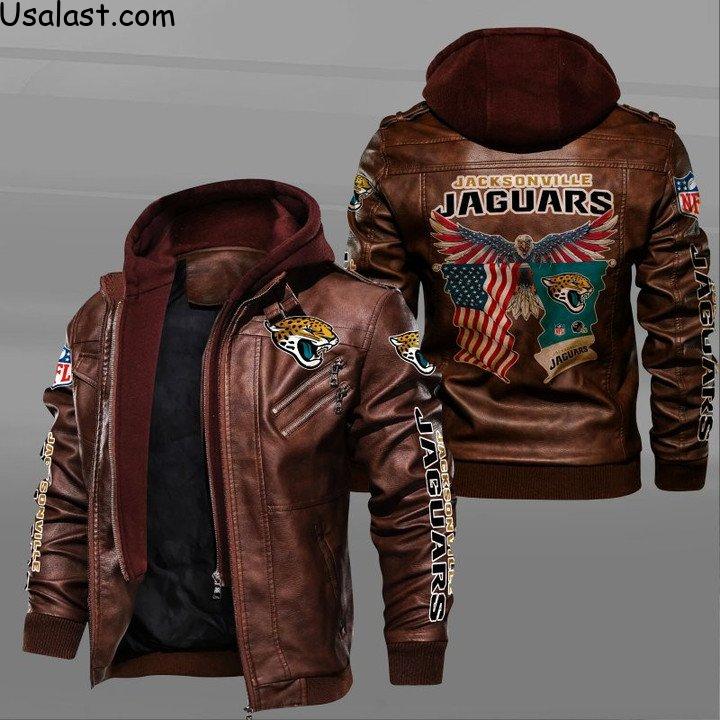 Best Gift Jacksonville Jaguars Bald Eagle American Flag Leather Jacket