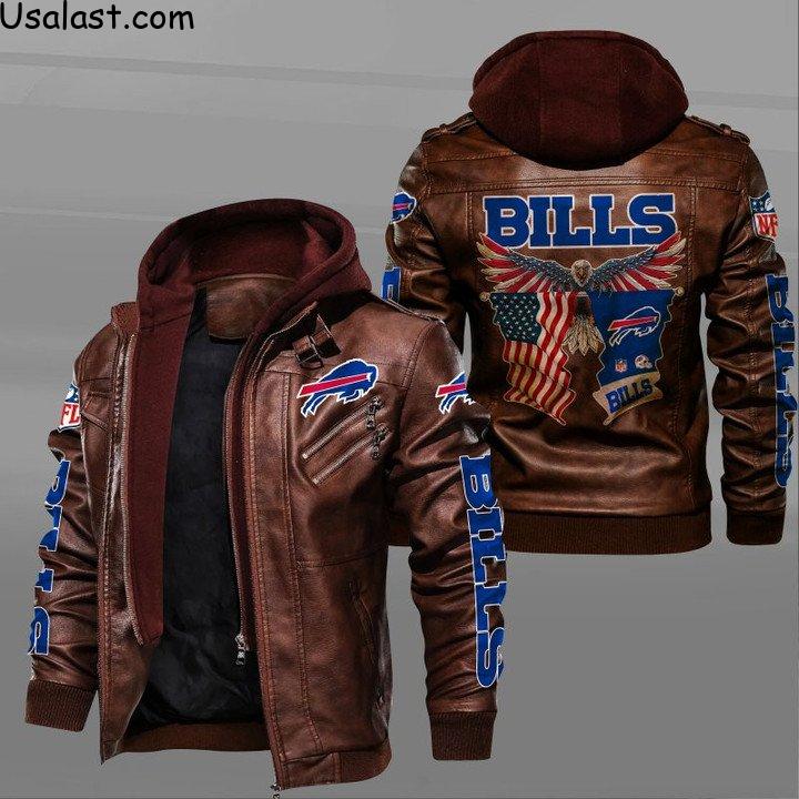 Ultra Hot Buffalo Bills Bald Eagle American Flag Leather Jacket