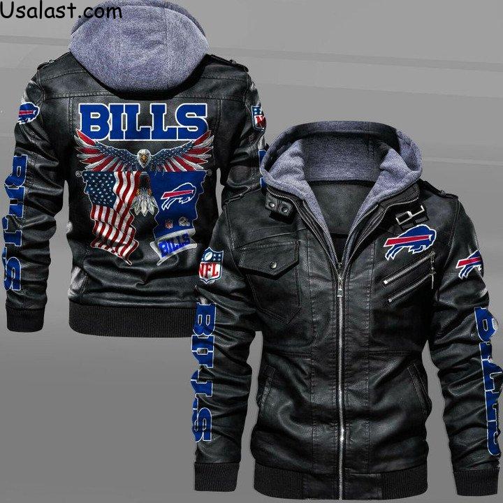 Low Price Carolina Panthers Bald Eagle American Flag Leather Jacket