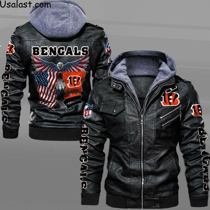 Best Quality Chicago Bears Bald Eagle American Flag Leather Jacket