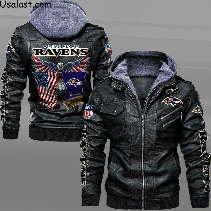 Up to 20% Off Baltimore Ravens Bald Eagle American Flag Leather Jacket