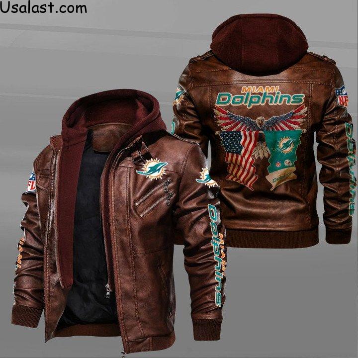 Where To Buy Miami Dolphins Bald Eagle American Flag Leather Jacket