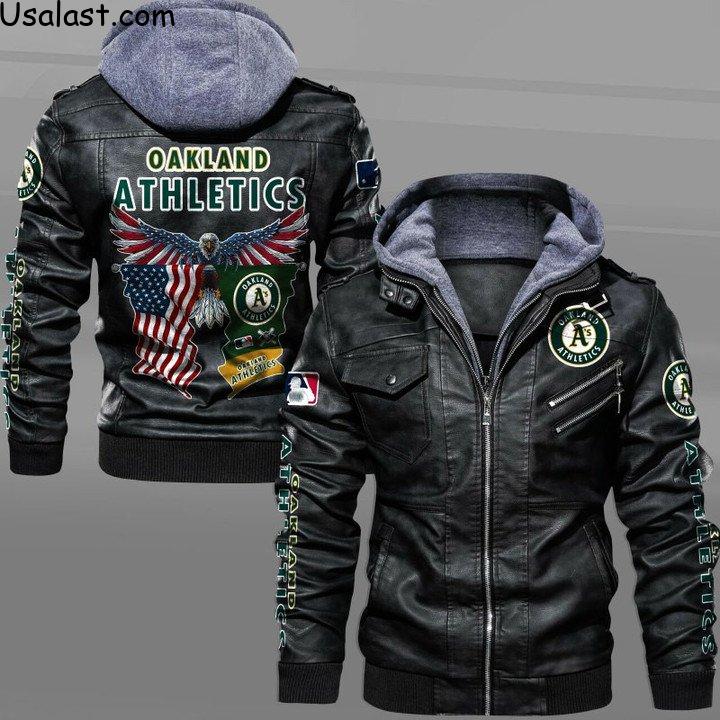 Good Quality Oakland Athletics Eagle American Flag Leather Jacket