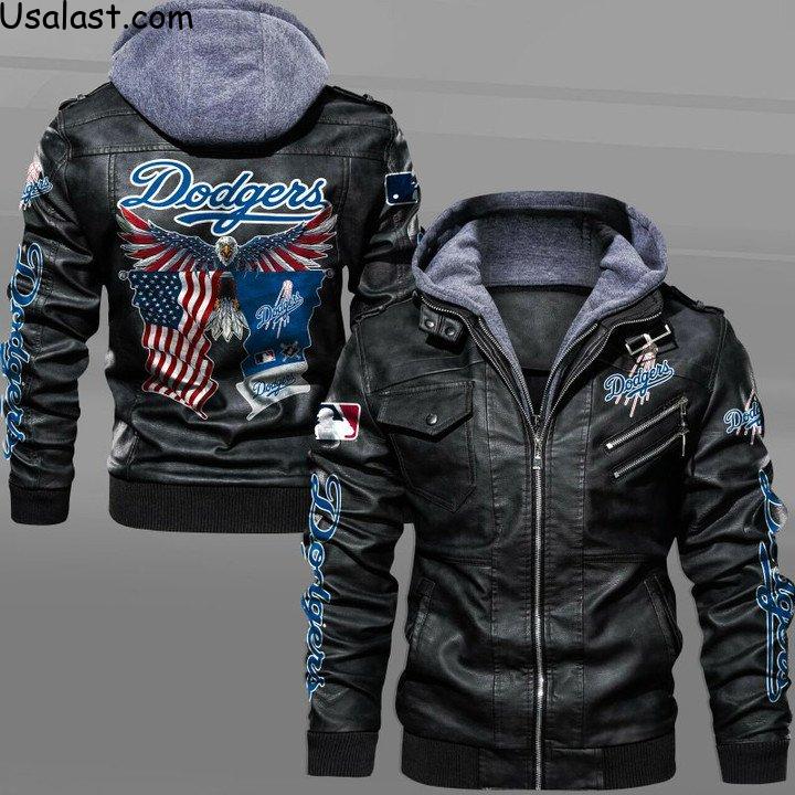 Good Idea Los Angeles Angels Eagle American Flag Leather Jacket