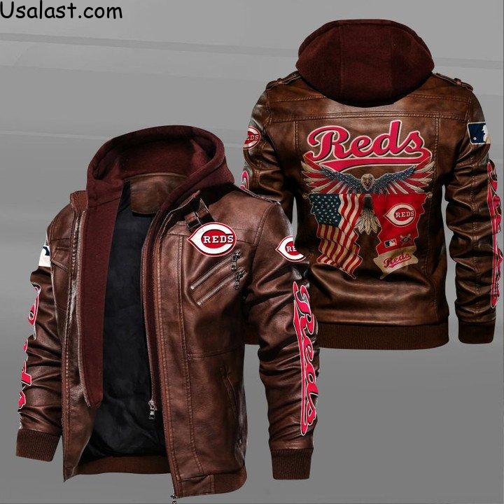Hot TrendCincinnati Reds Eagle American Flag Leather Jacket
