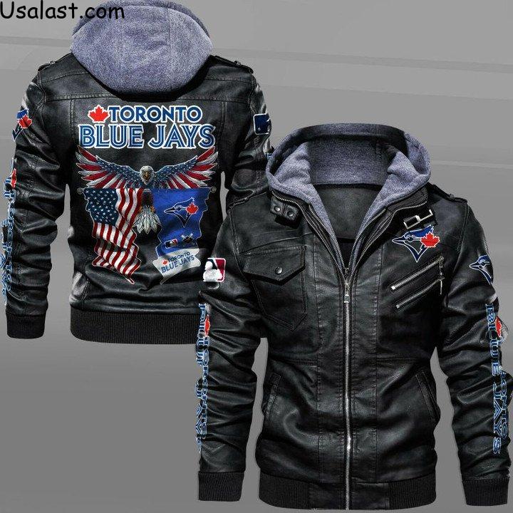 New Launch Toronto Blue Jays Eagle American Flag Leather Jacket