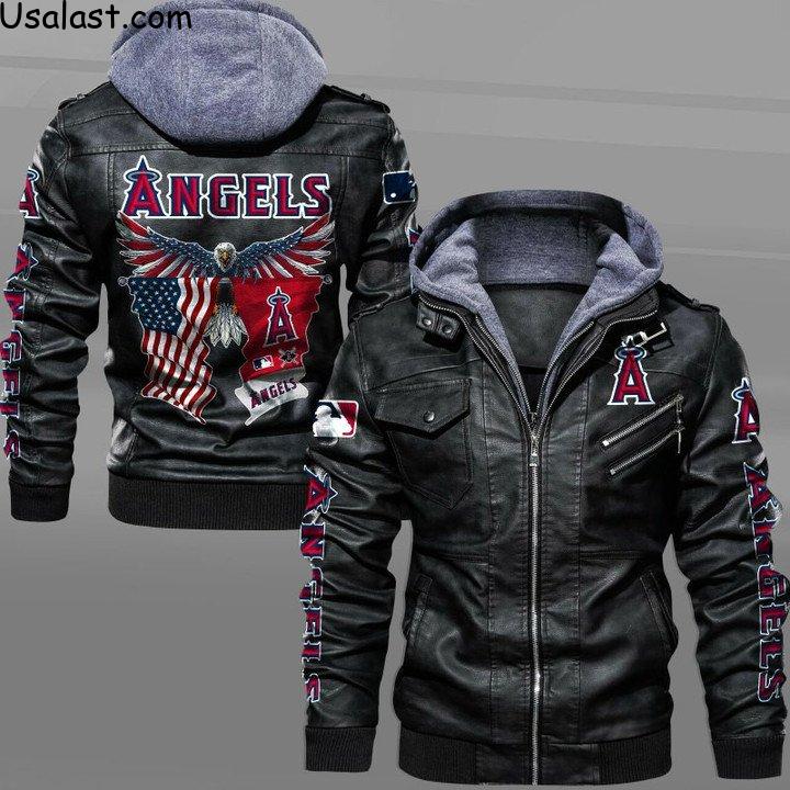 Good Idea Los Angeles Angels Eagle American Flag Leather Jacket