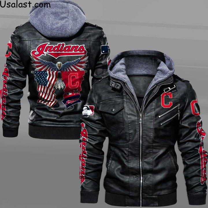 Up to 20% Off Cleveland Indians Eagle American Flag Leather Jacket