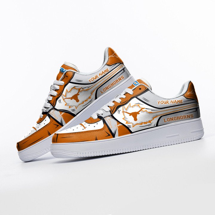 Texas Longhorns Custom Name Air Force 1 Shoes Sneaker