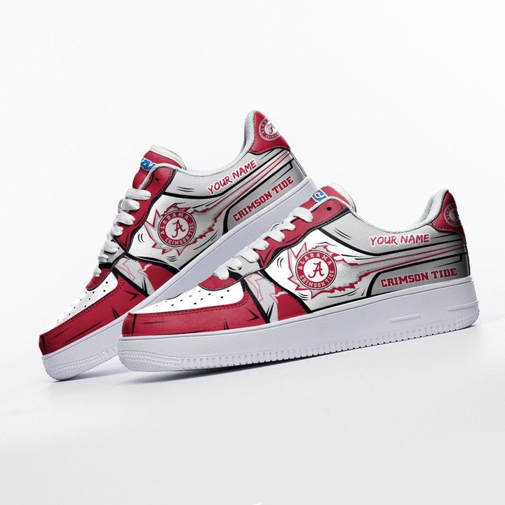 Alabama Crimson Tide Custom Name Air Force 1 Shoes Sneaker