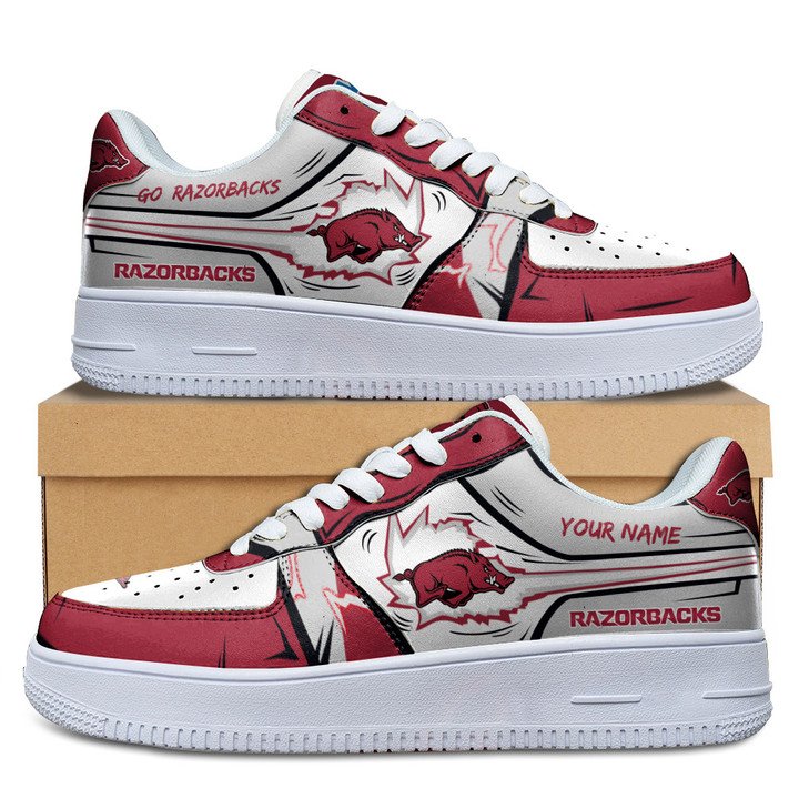 Arkansas Razorbacks Custom Name Air Force 1 Shoes Sneaker