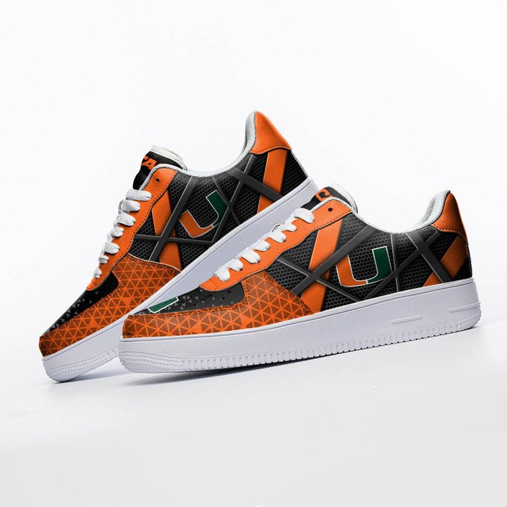 Miami Hurricanes NCAA Air Force 1 AF1 Sneaker Shoes