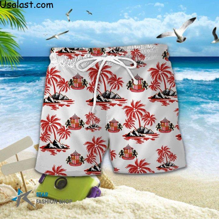 New Trend Sunderland AFC Floral Button Up Hawaiian Shirt Beach Short