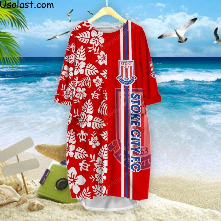 Luxurious Stoke City F.C Tropical Flower 3D All Over Print Shirt