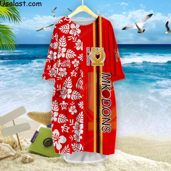 Rare Milton Keynes Dons F.C Tropical Flower Hawaiian Shirt, Polo Shirt, Baseball Jersey And T-Shirt