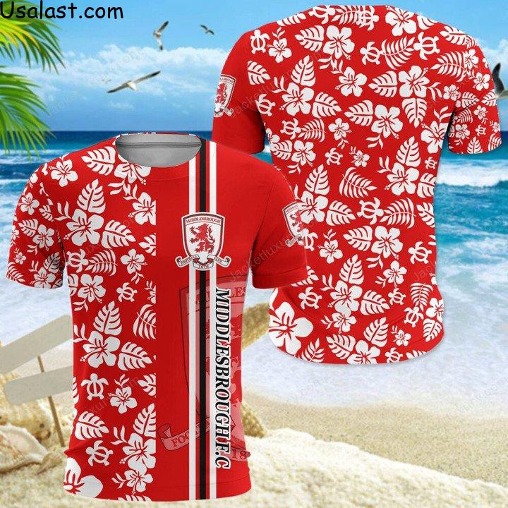 Beautiful Middlesbrough F.C Tropical Flower 3D All Over Print Shirt