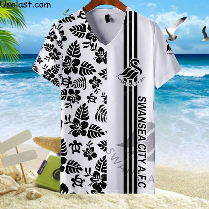 Coolest Swansea City Football Club Tropical Flower 3D All Over Print Shirt