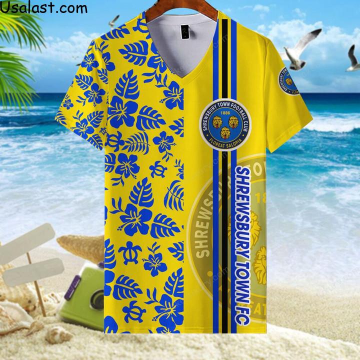 Excellent Shrewsbury Town F.C Tropical Flower 3D T-Shirt, Hawaiian Shirt And Baseball Jersey