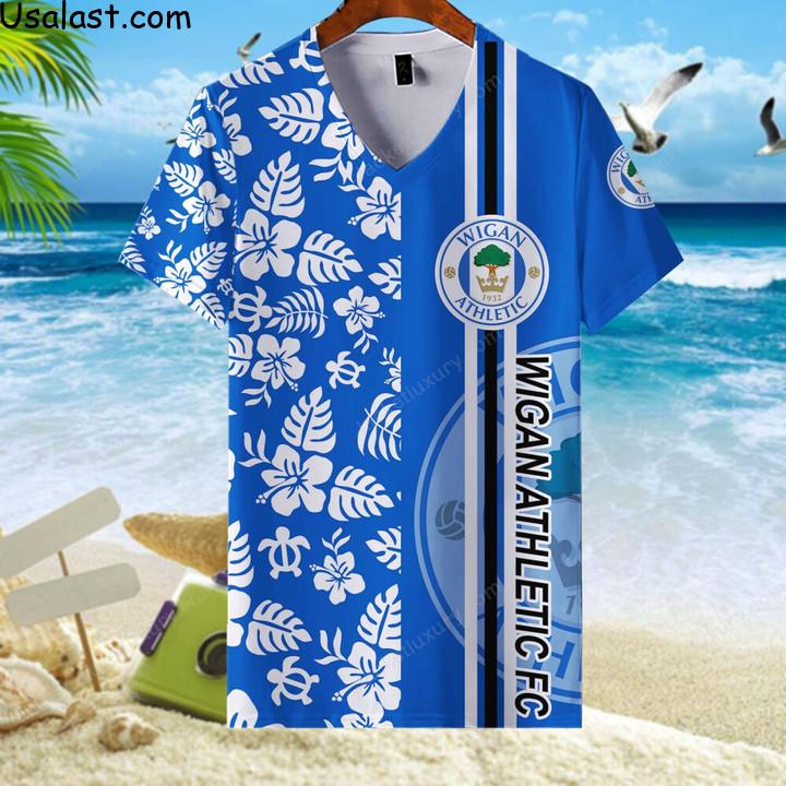 Cheap Wigan Athletic Football Club Tropical Flower 3D All Over Print Shirt