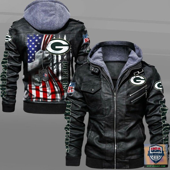 Welcome Green Bay Packers Military Dog Tag Leather Jacket