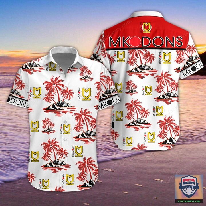 Beautiful Milton Keynes Dons F.C Aloha Hawaiian Shirt Beach Short