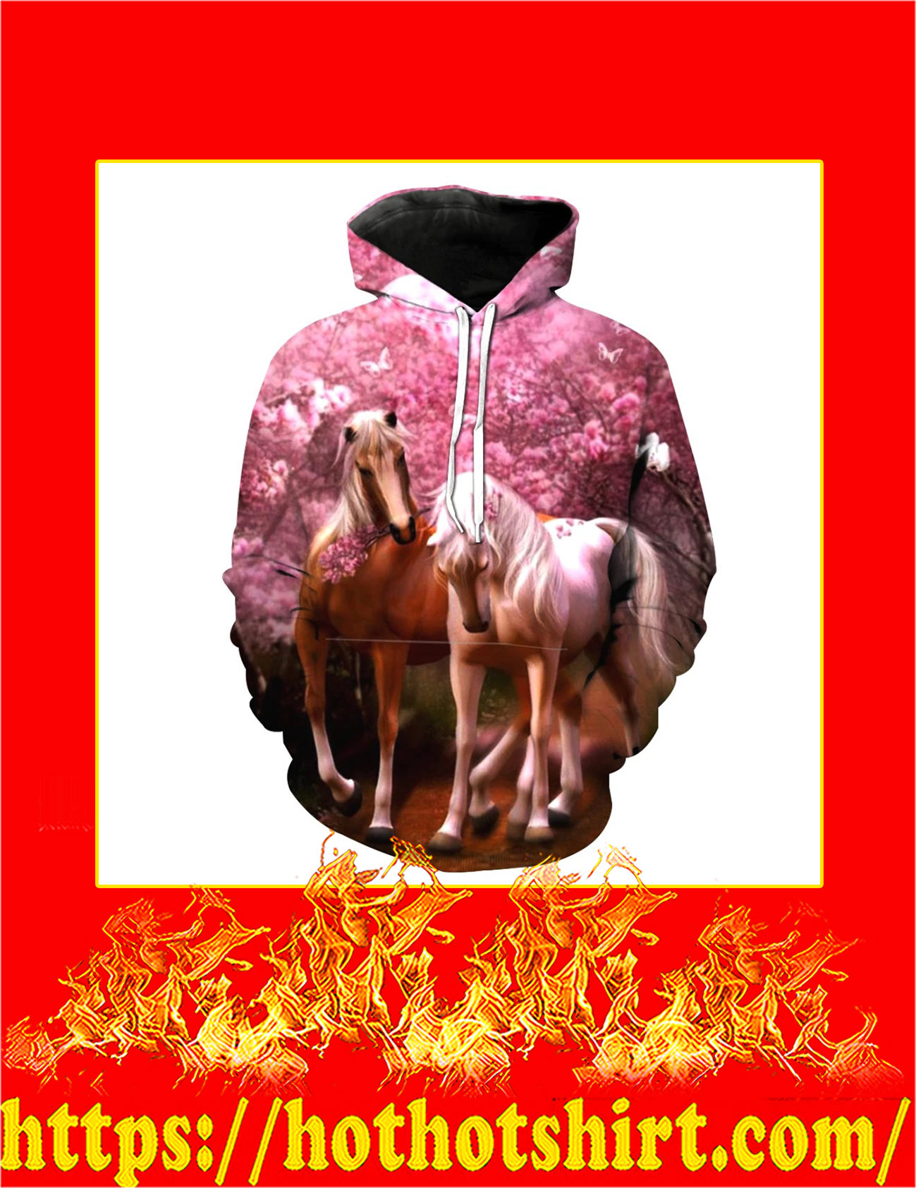 Cherry Blossoms Horse 3D Printed Hoodie