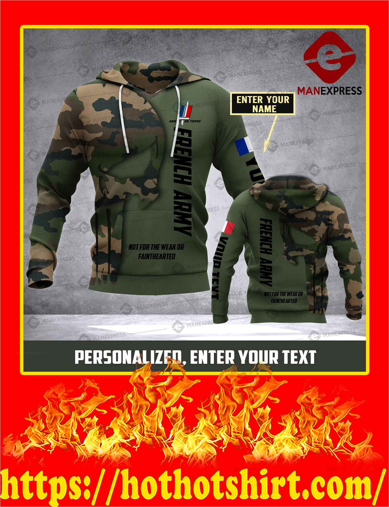 Customize French Army Punisher Skull Camo 3D All Over Print Hoodie