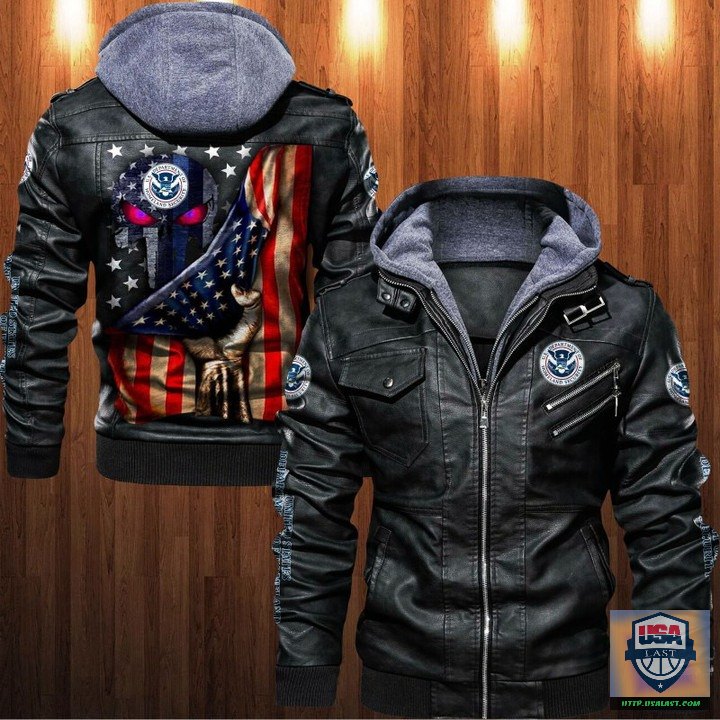 Perfect – United States Department of the Navy Punisher Skull Leather Jacket