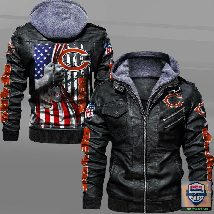 Trending Chicago Bears Military Dog Tag Leather Jacket