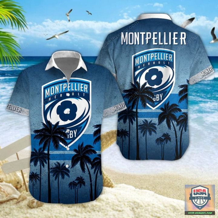 Best Sale Montpellier Herault Rugby Palm Tree Hawaiian Shirt Beach Short