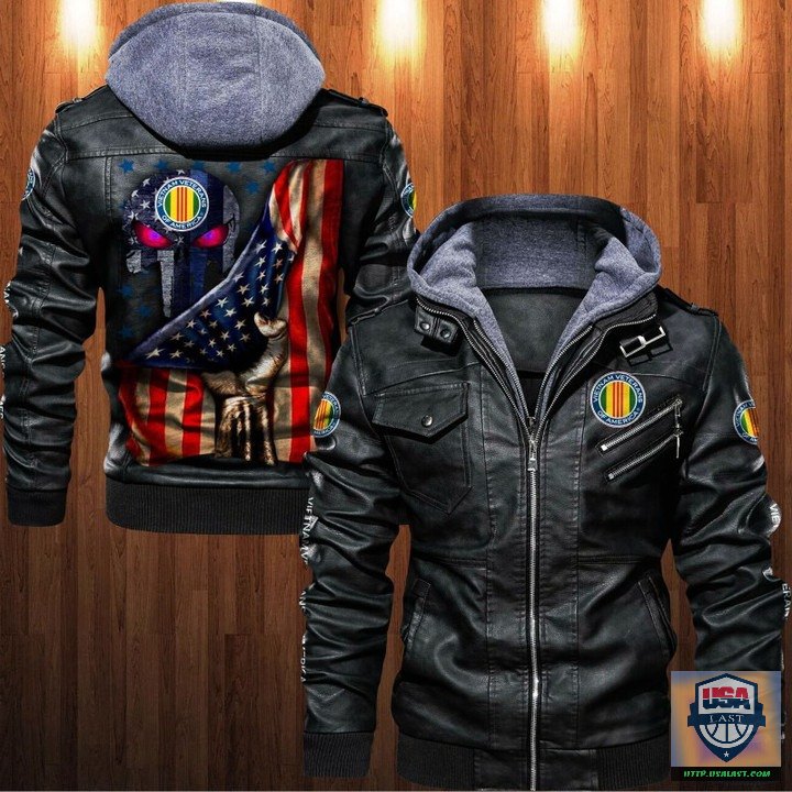 Special Veterans of Foreign Wars Punisher Skull Leather Jacket