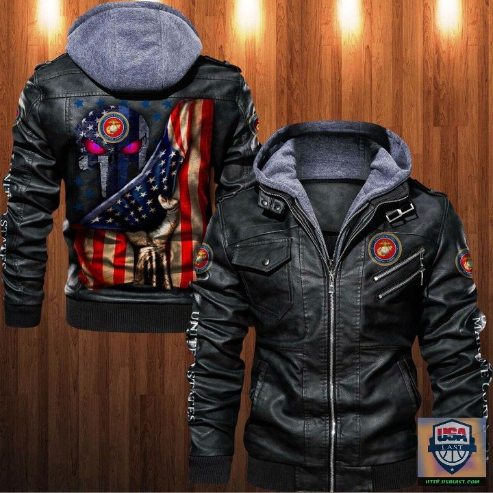 Premium United States Department of Veterans Affairs Punisher Skull Leather Jacket