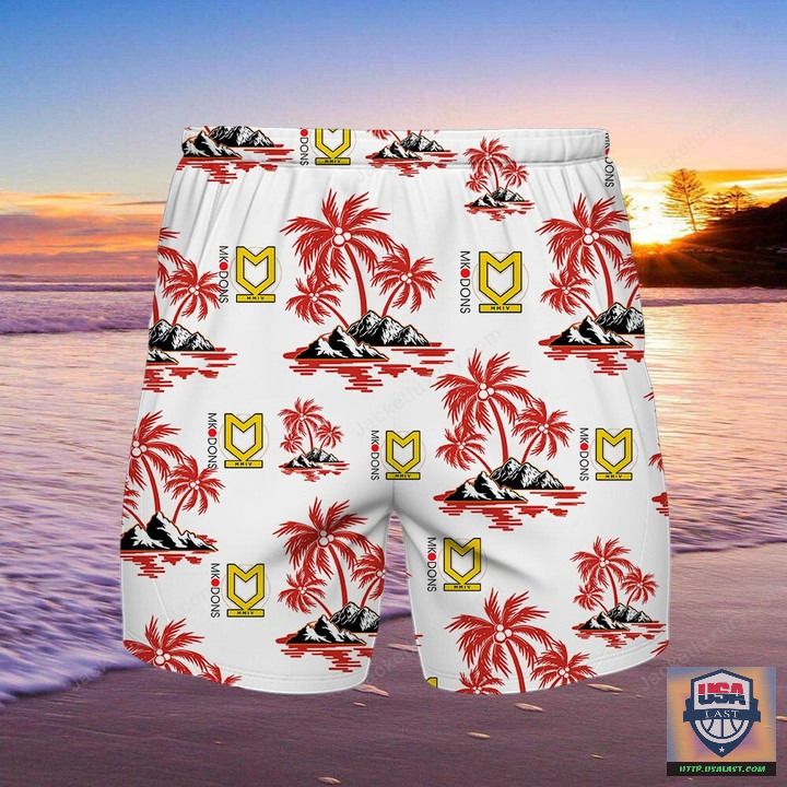 Beautiful Milton Keynes Dons F.C Aloha Hawaiian Shirt Beach Short