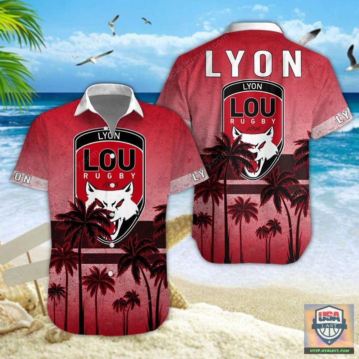 New Launch Lyon OU Rugby Palm Tree Hawaiian Shirt Beach Short