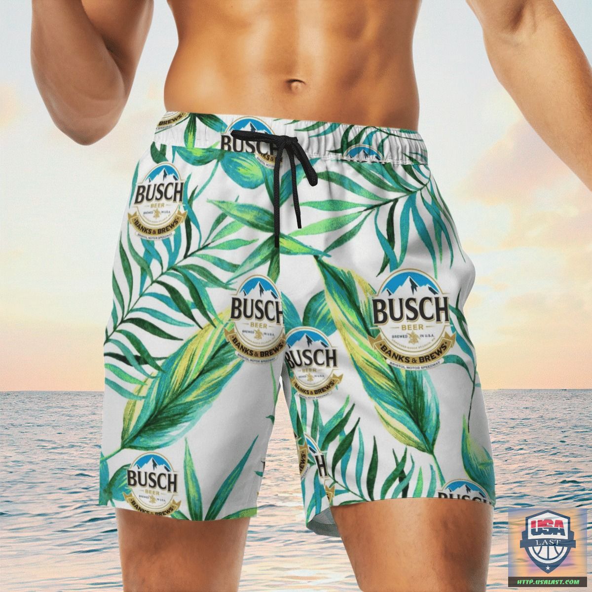 New Trend Busch Beer Aloha Hawaiian Shirts, Beach Short