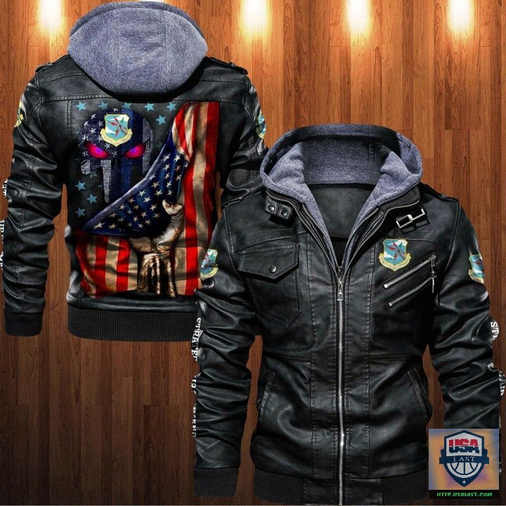New Launch Navy-Marine Corps Relief Society Punisher Skull Leather Jacket