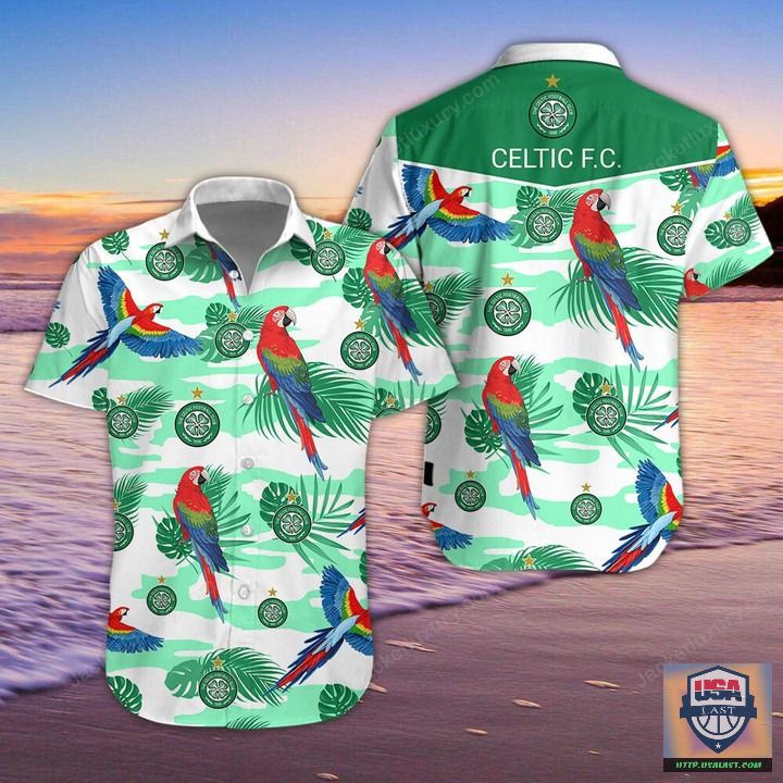 Top Rate Celtic F.C Parrot Hawaiian Shirt Beach Short
