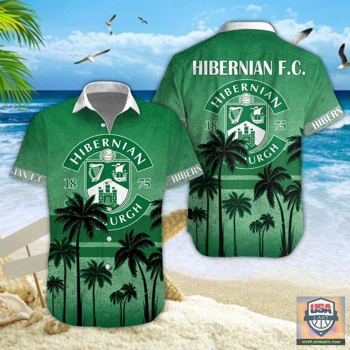 Top Hot Hibernian F.C Palm Tree Hawaiian Shirt Beach Short