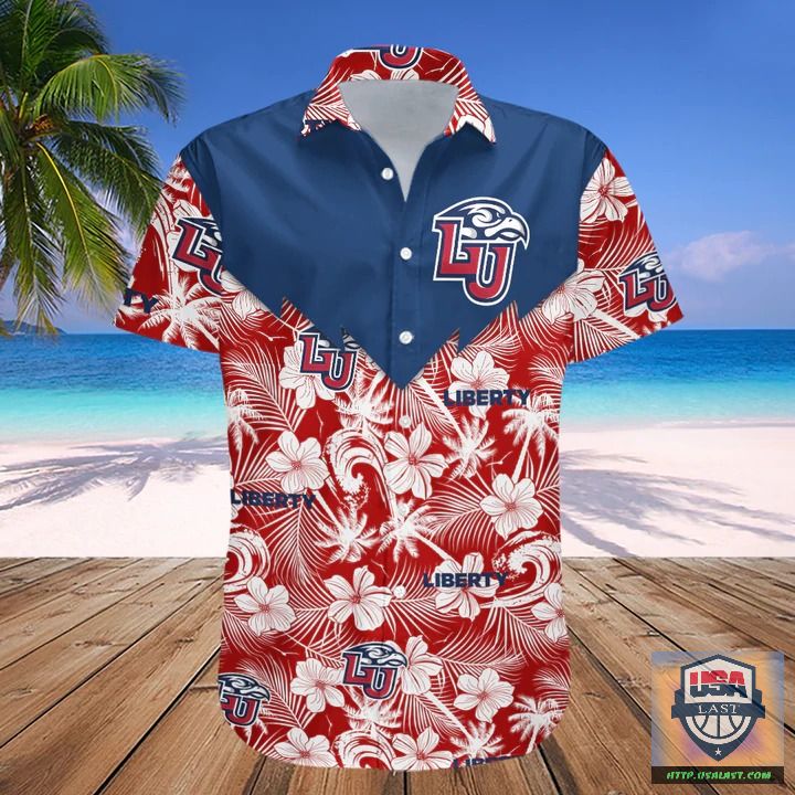 Best Sale Liberty Flames NCAA Tropical Seamless Hawaiian Shirt