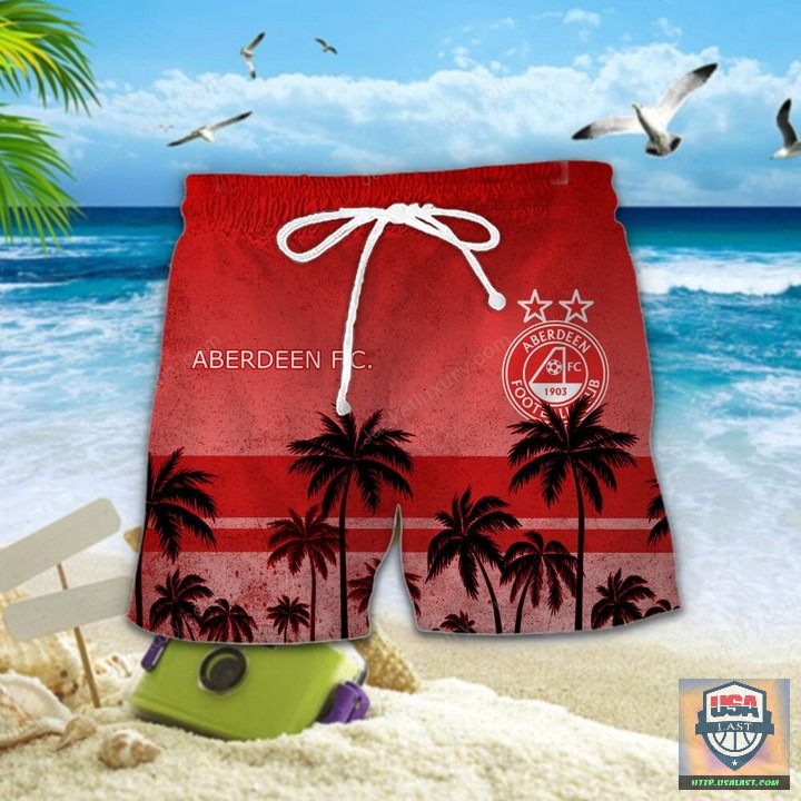 Best Quality Aberdeen F.C Palm Tree Hawaiian Shirt Beach Short