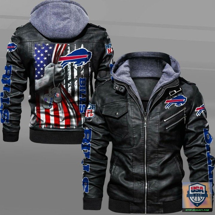 Top Rate Buffalo Bills Military Dog Tag Leather Jacket
