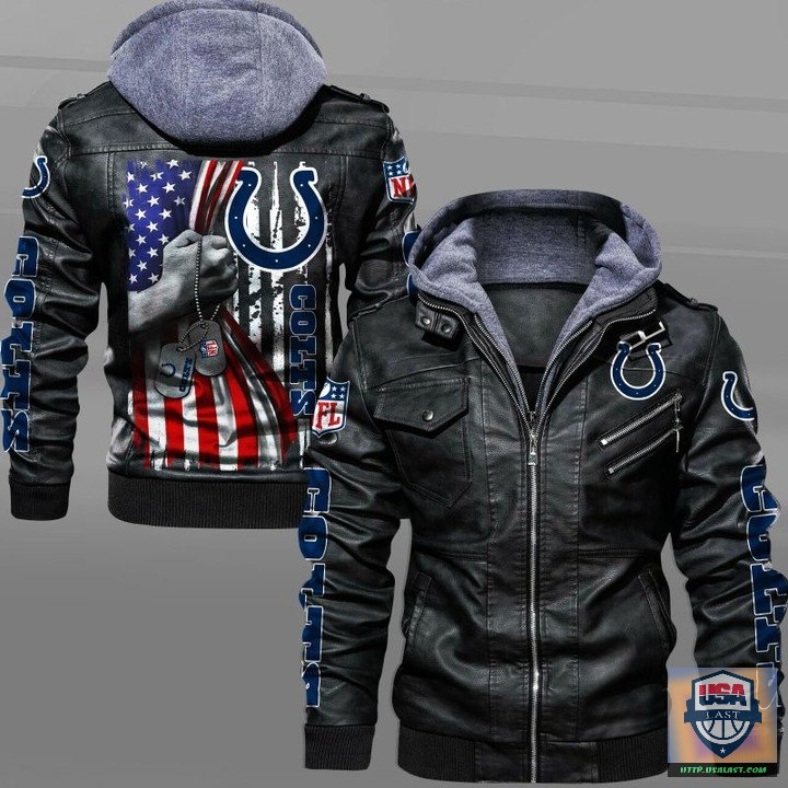 Where To Buy Indianapolis Colts Military Dog Tag Leather Jacket