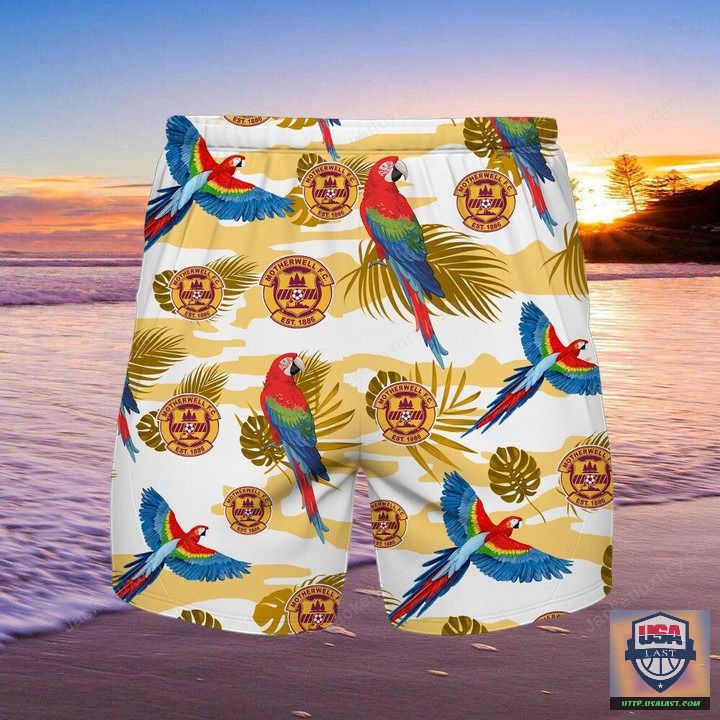 Best Sale Motherwell F.C Parrot Hawaiian Shirt Beach Short