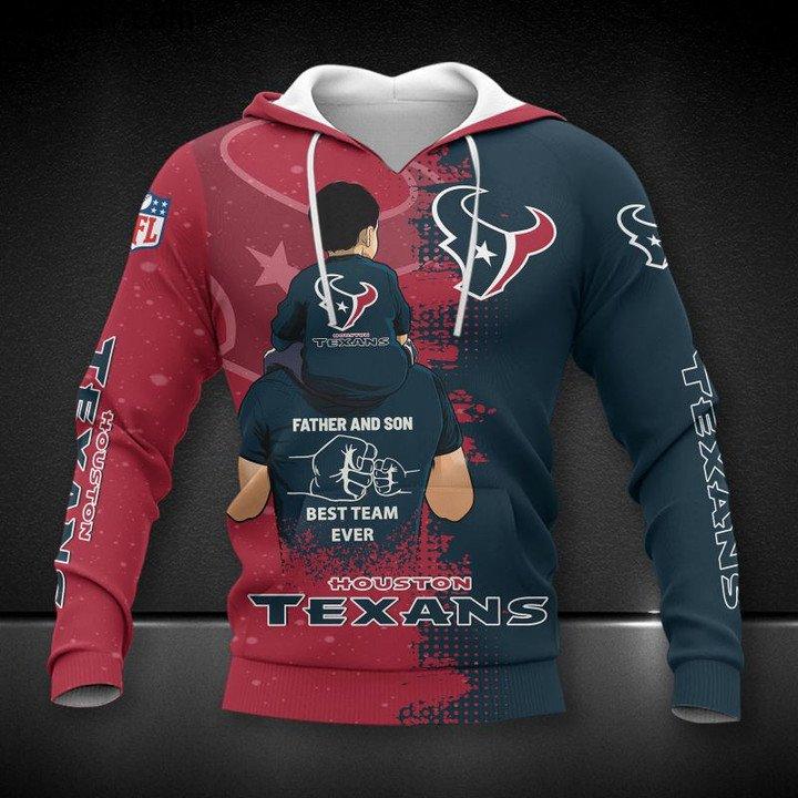 Top Rate Houston Texans Father And Son Best Team Ever 3D All Over Print Hoodie T-Shirt