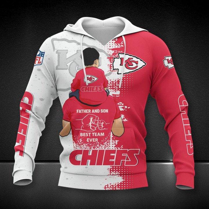 Top Alibaba Kansas City Chiefs Father And Son Best Team Ever 3D All Over Print Hoodie T-Shirt