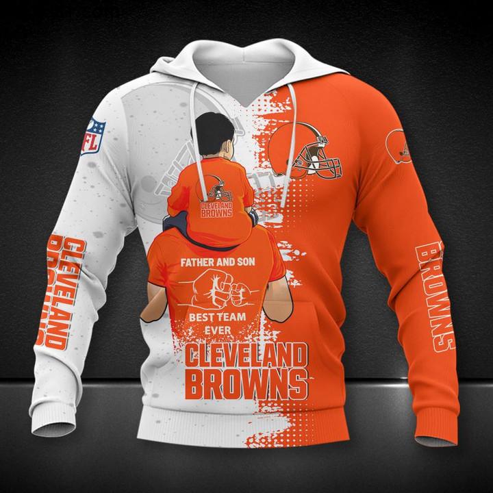 Unique Cleveland Browns Father And Son Best Team Ever 3D All Over Print Hoodie T-Shirt
